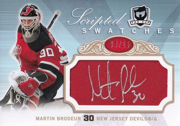 AUTO patch karta MARTIN BRODEUR 07-08 UD The CUP Scripted Swatches /25